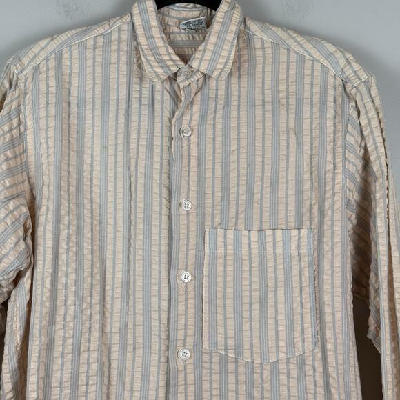 CP Shades San Francisco Crinkle Button Down Shirt Small Striped Beachy Preppy - Picture 3 of 8
